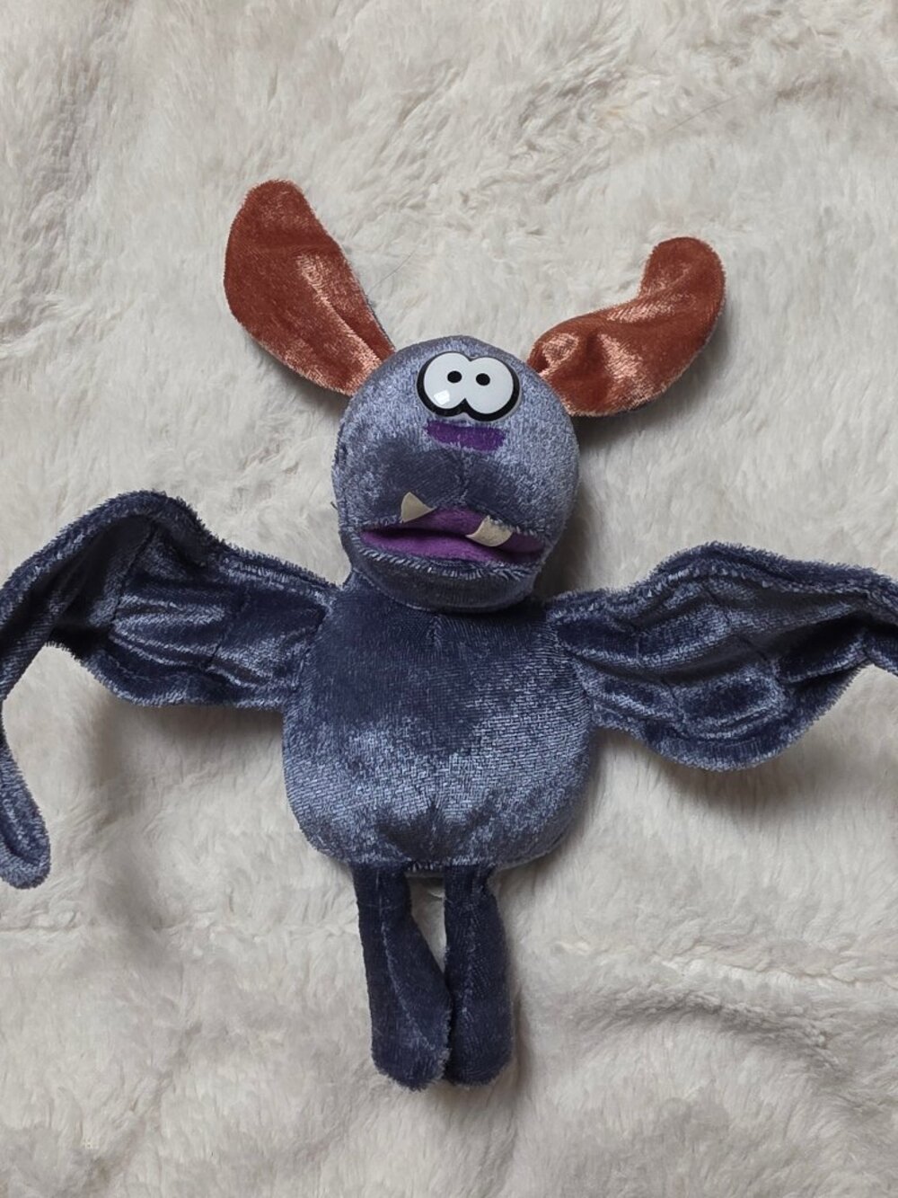 Vintage Halloween Bat Beanbag Plush Toy Velour Googly Eyes Fangs 8 Inch China